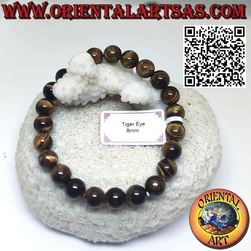 Bracelet Œil de Tigre Naturel 8mm Élastique