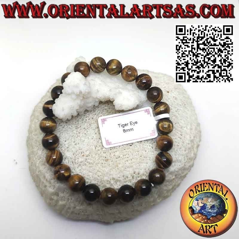 Natural Tiger's Eye 8mm Bead Stretch Bracelet