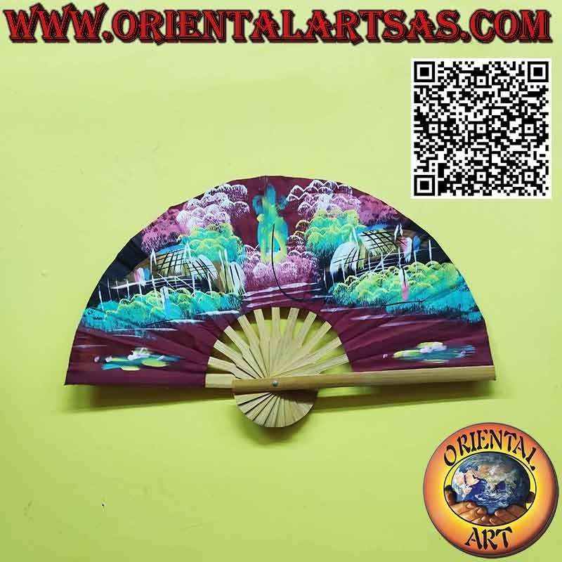 Wandfächerthailändische Dörfer, umgeben von Natur und Flüssen