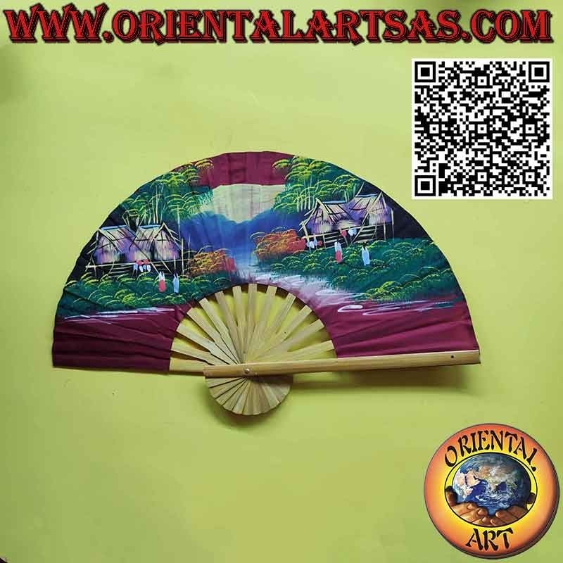 Wandfächerthailändische Dörfer, umgeben von Natur und Flüssen