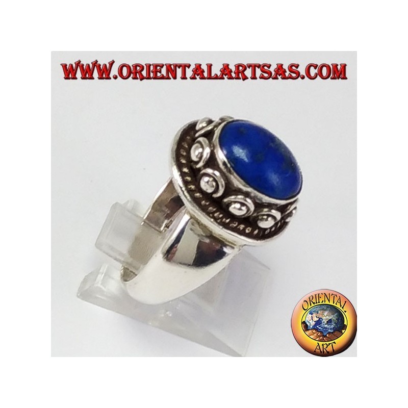 Anello Argento 925 Lapislazzuli e Borchie | Unisex Artigianale