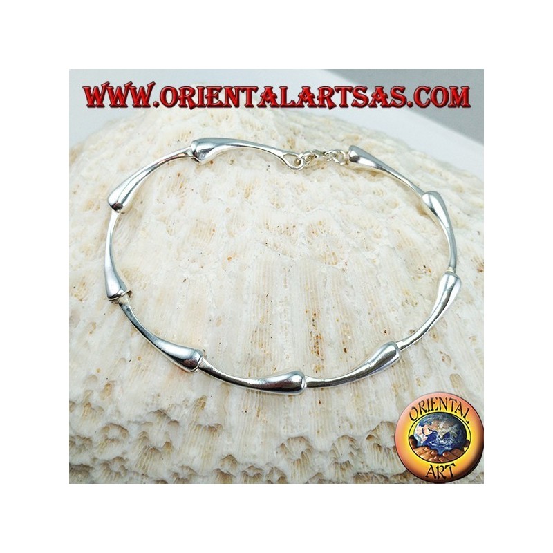 Semi-rigid silver bracelet with joint