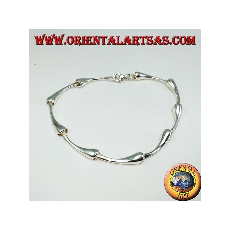Semi-rigid silver bracelet with joint