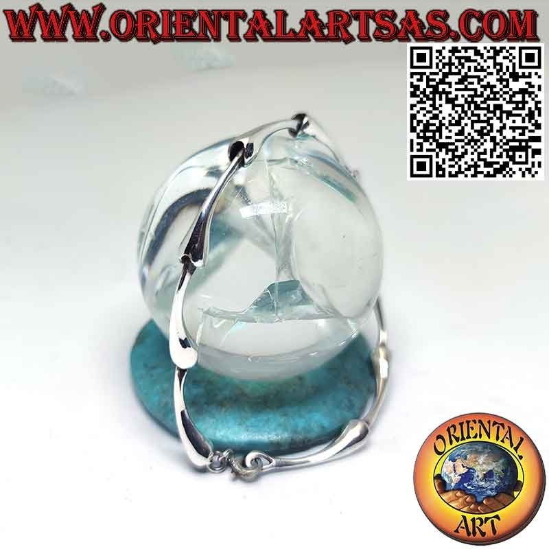 Beau bracelet en argent massif 925 avec neuf joncs rigides