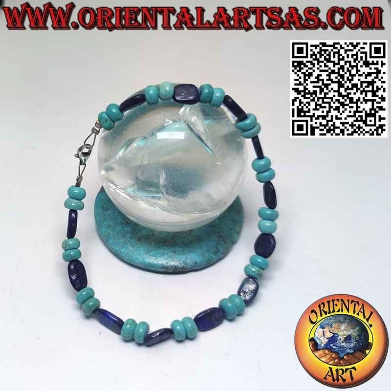 Natural Turquoise & Lapis Lazuli Silver Bracelet