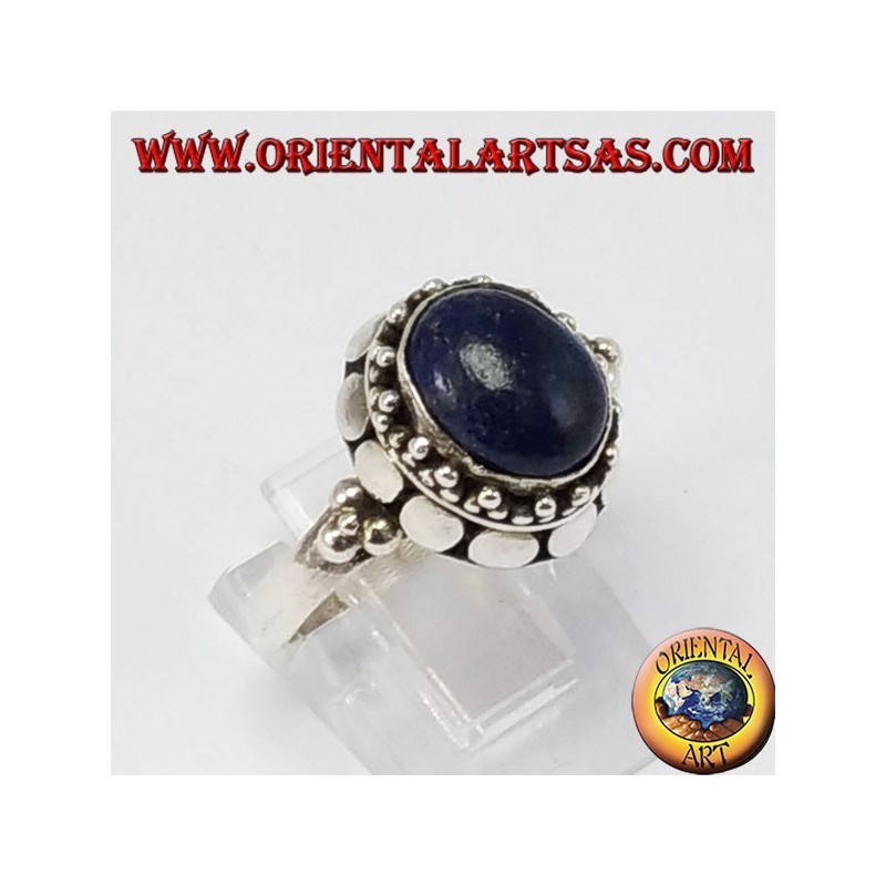 Bague en argent avec Lapislazzuli ovale naturel