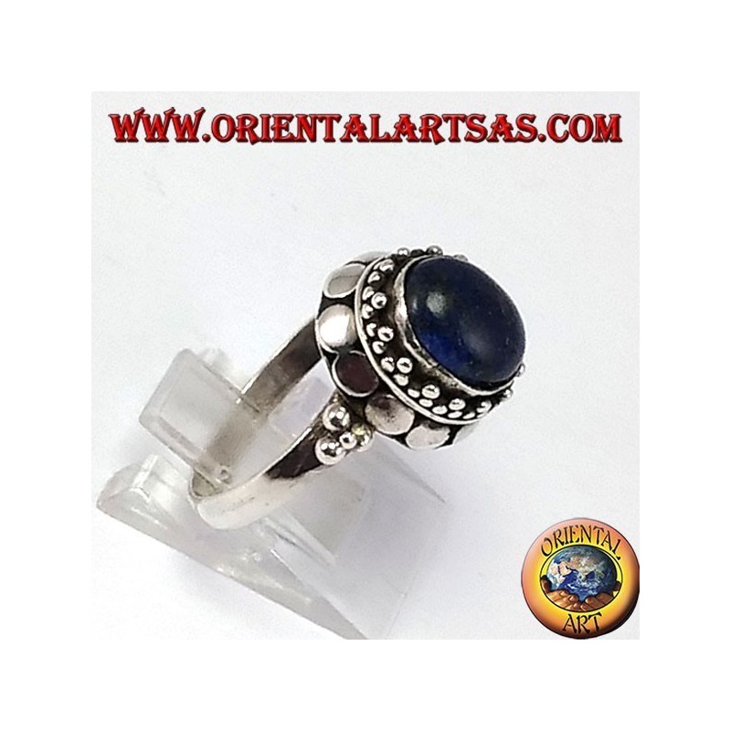 Bague en argent avec Lapislazzuli ovale naturel