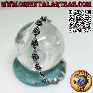 Pulsera con hilera de dieciséis rosas en plata 925 ‰