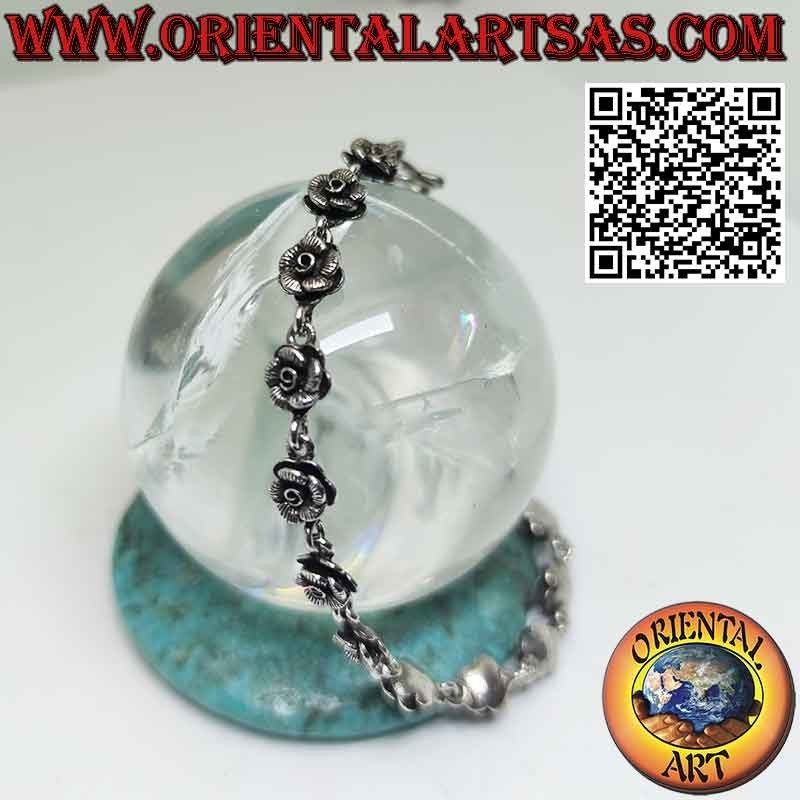 Pulsera con hilera de dieciséis rosas en plata 925 ‰