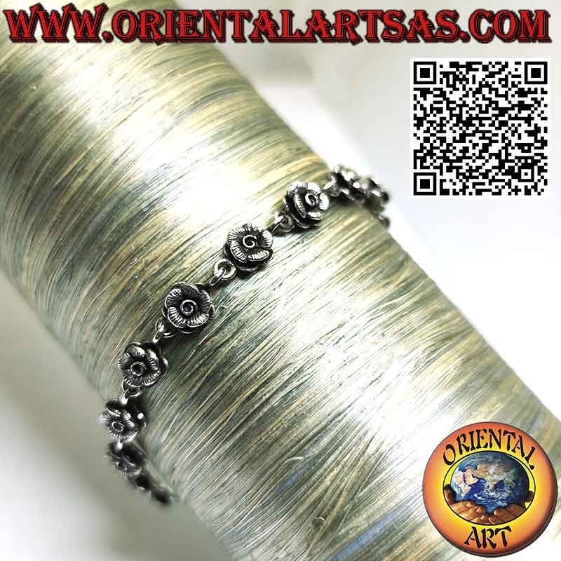 Armband mit einer Reihe von sechzehn Rosen aus 925 ‰ Silber
