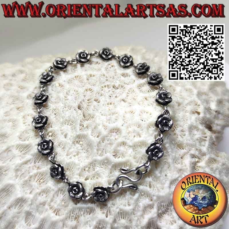 Armband mit einer Reihe von sechzehn Rosen aus 925 ‰ Silber