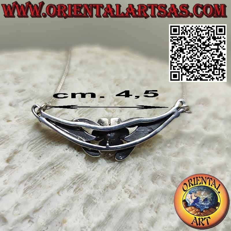 Collier en argent 925 avec une rose avec grenat au centre et marcassite