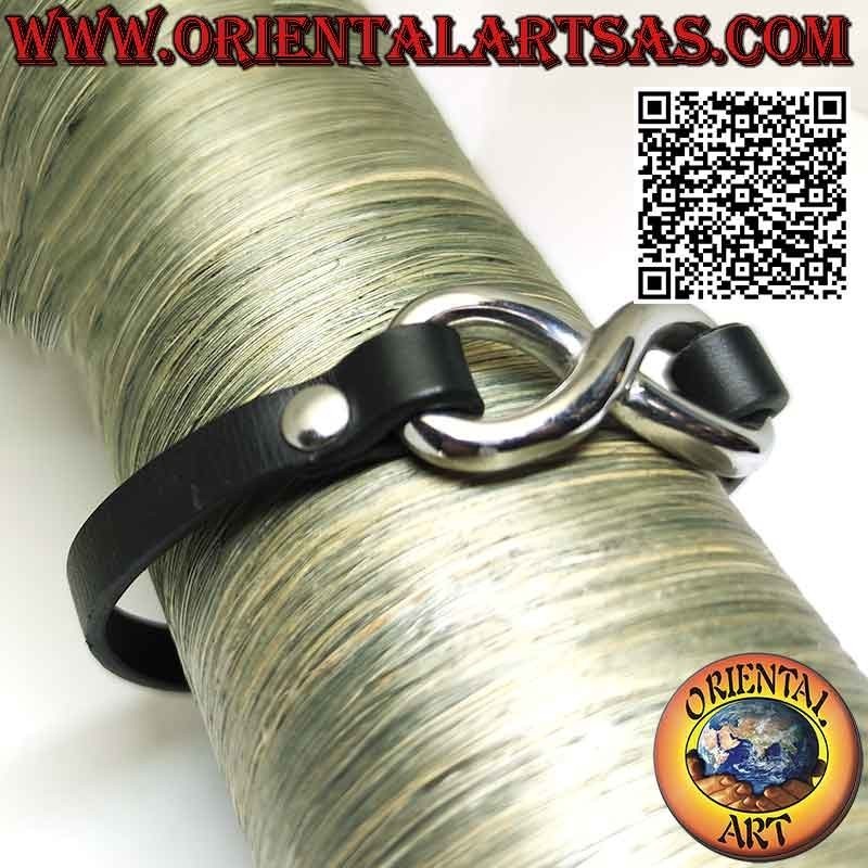 Armband mit Unendlichkeitssymbol aus Stahl und Lederband