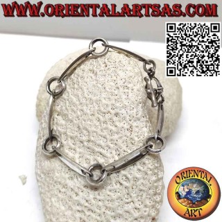 Bracelet en argent 925 avec 6 pièces en forme de surf avec de grands anneaux