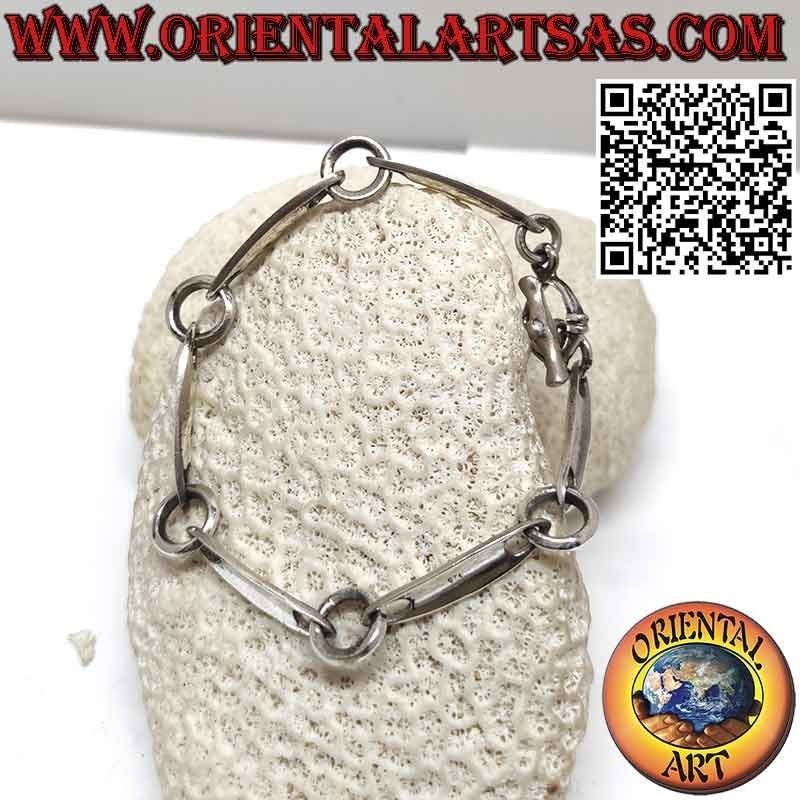 925 silver bracelet with 6 pieces surf shape with large rings