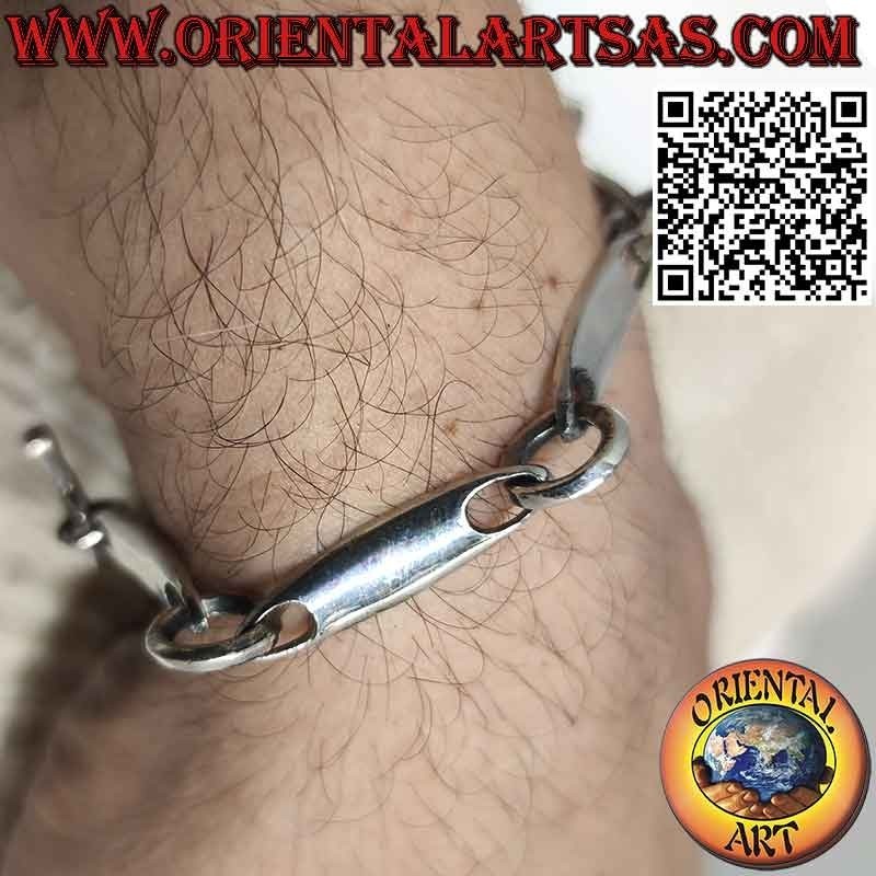 925er Silberarmband mit 6 Teilen Surfform mit großen Ringen