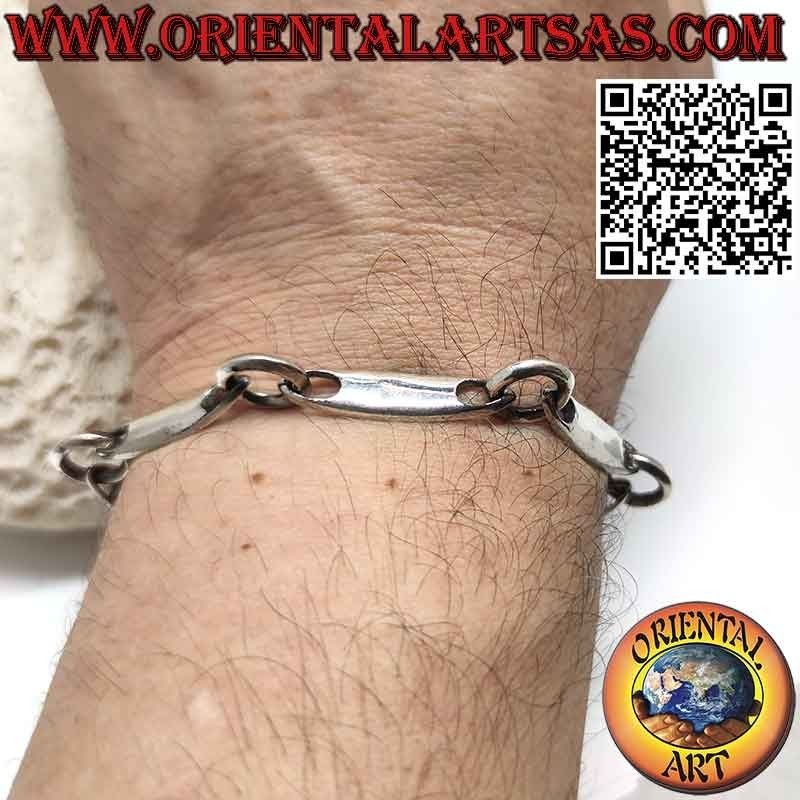 925 silver bracelet with 6 pieces surf shape with large rings