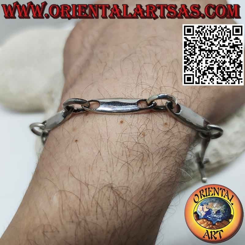 925er Silberarmband mit 6 Teilen Surfform mit großen Ringen