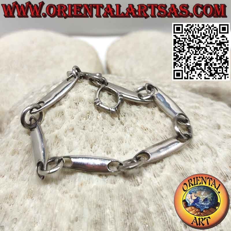925 silver bracelet with 6 pieces surf shape with large rings
