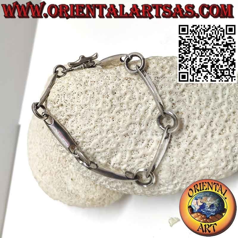 Pulsera de plata 925 con 6 piezas en forma de surf con anillos grandes