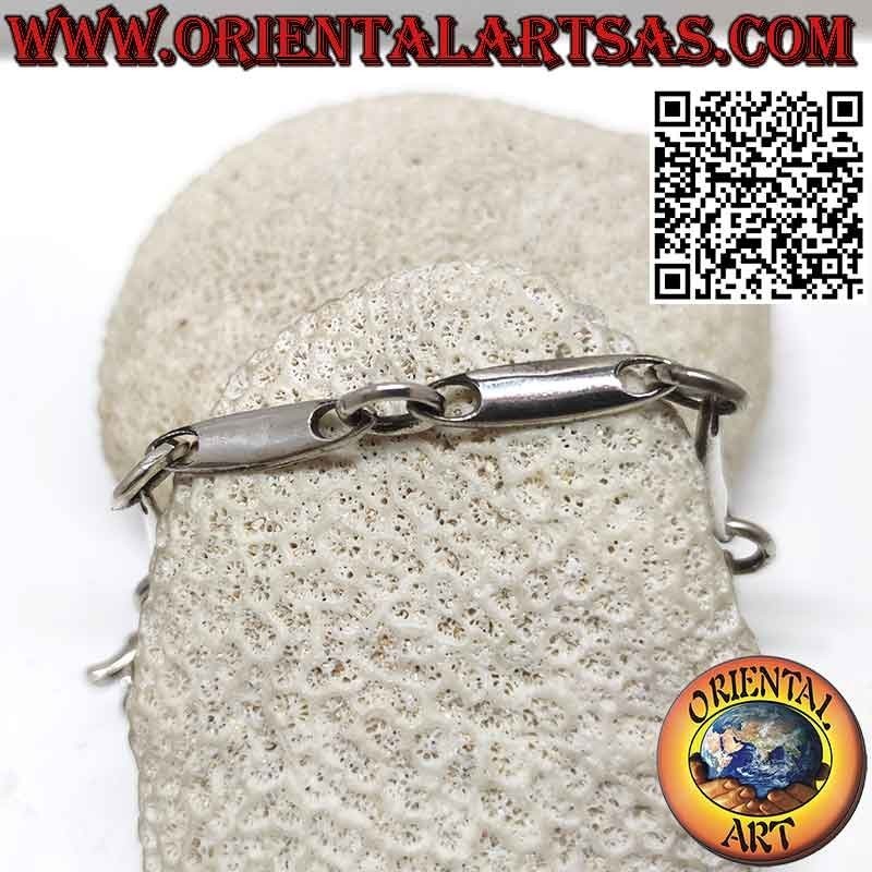 Bracelet en argent 925 avec 6 pièces en forme de surf avec de grands anneaux