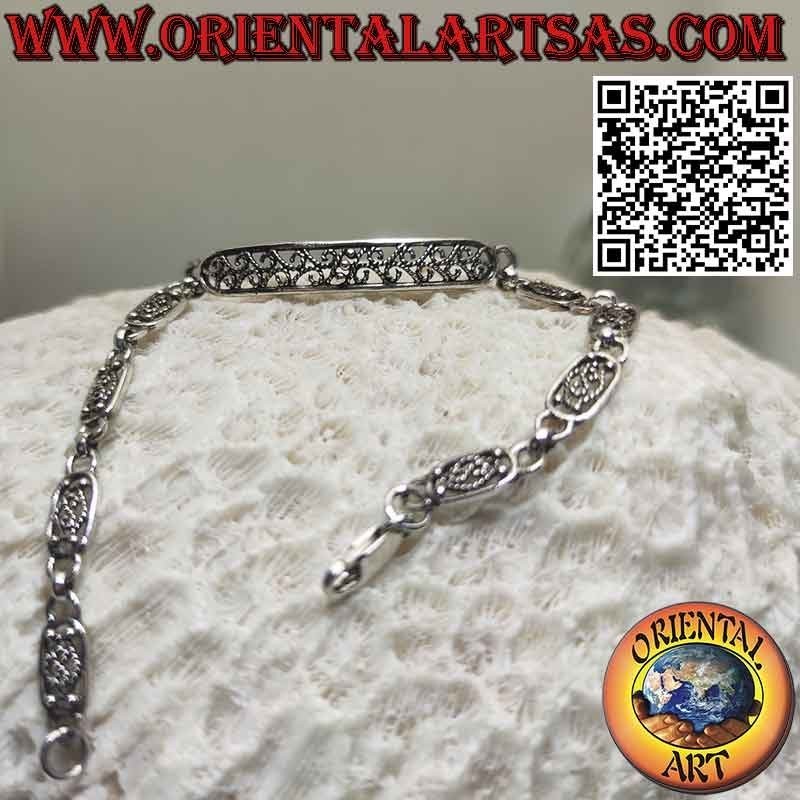 Pulsera semirrígida de plata 925 ‰ con adornos de filigrana