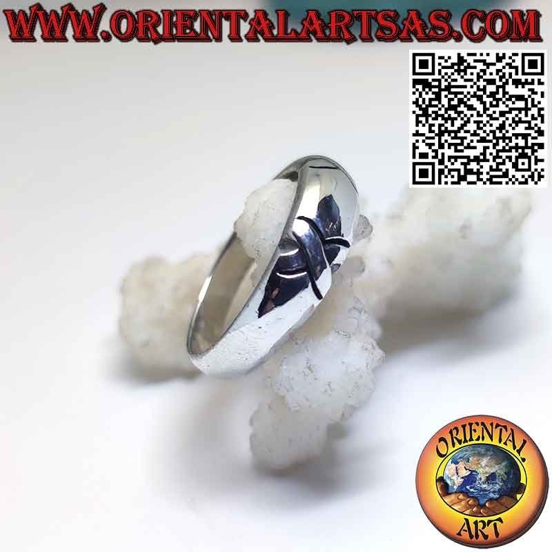 Curved Band Ring with X 925 Silver - Geometric Design | Oriental Art