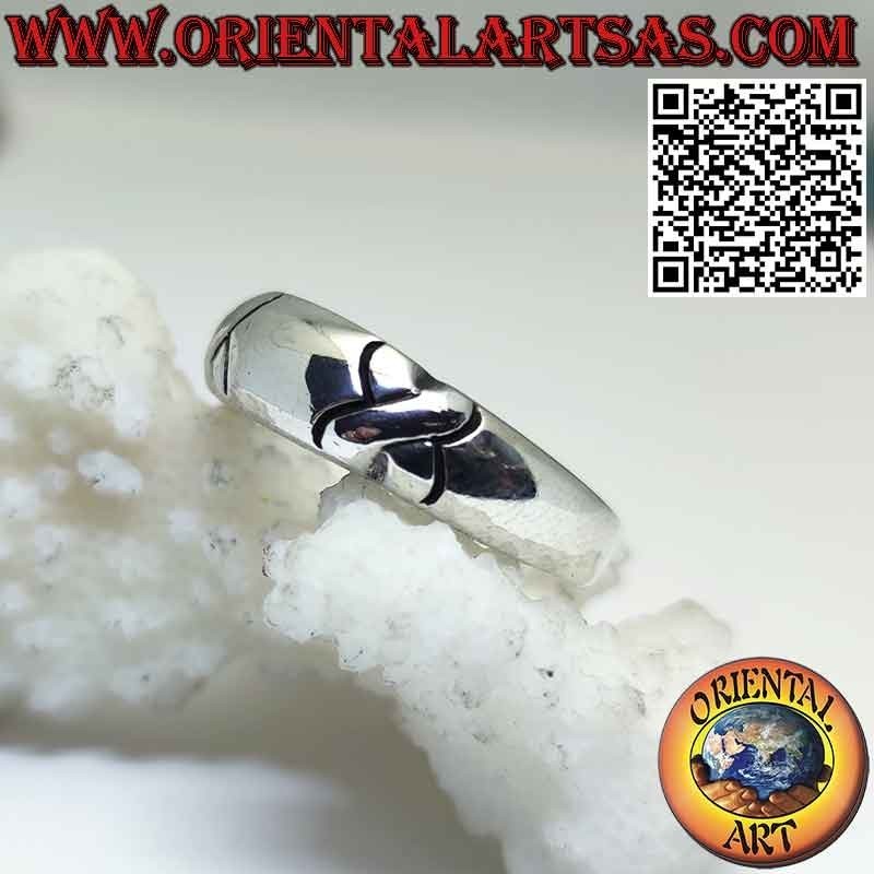 Bague Bande Bombée avec X Argent 925 - Design Géométrique | Oriental Art