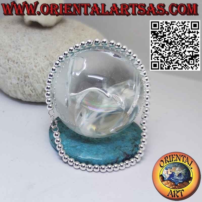 925 ‰ silver bracelet with 4 mm spheres. strung on a chain