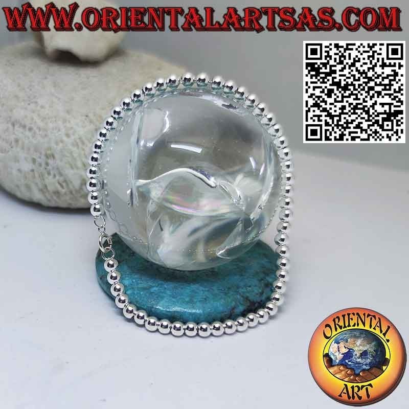 925 ‰ silver bracelet with 4 mm spheres. strung on a chain