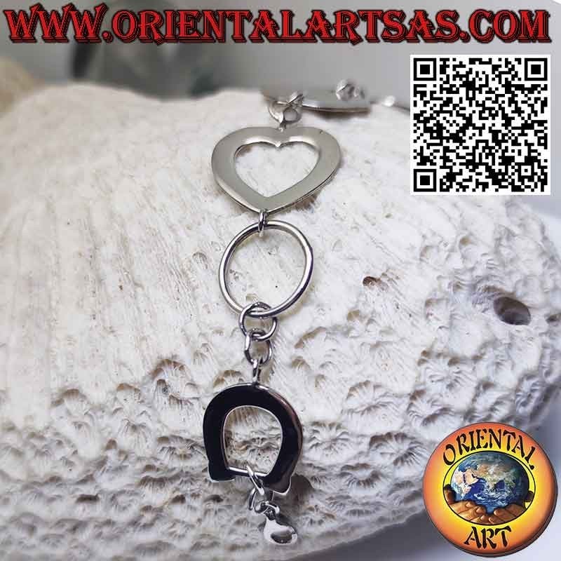 Bracciale Argento Tondo, Cuori e Ferro di Cavallo | Oriental Art