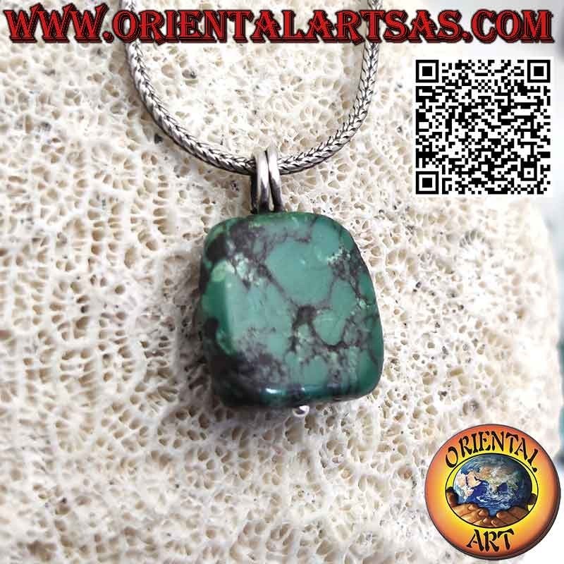 Protective pendant of ancient Tibetan turquoise with silver hook