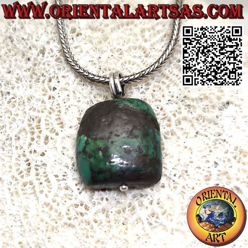 Colgante de plata Gao Kalachakra con turquesa tibetana antigua ovalada