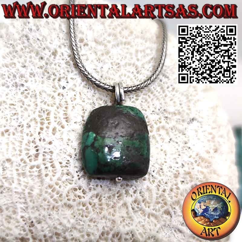 Protective pendant of ancient Tibetan turquoise with silver hook