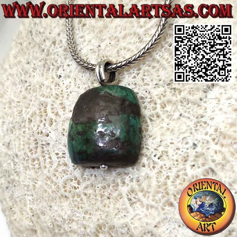 Protective pendant of ancient Tibetan turquoise with silver hook