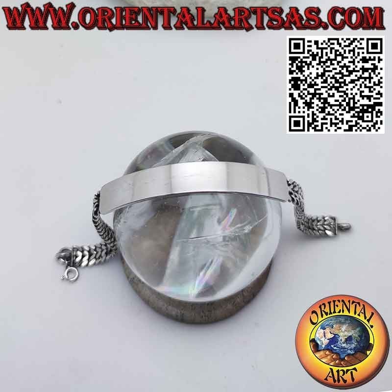 925er Silber-Mesh-Armband mit starrer Platte anpassbar