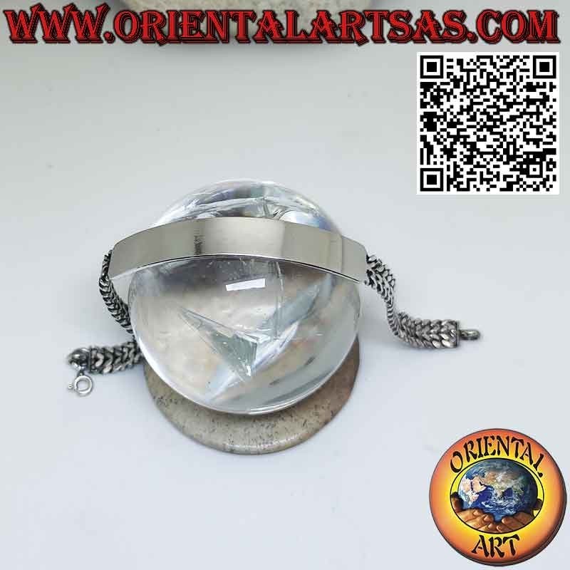 Pulsera malla de plata 925 con placa rígida personalizable