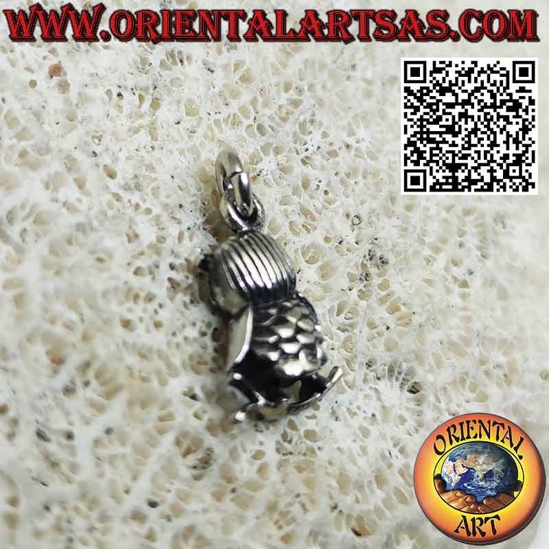 Silver pendant in the shape of a three-dimensional standing owl, small