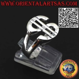 Anello in solido argento 925 ‰ anallergico con simbolo del Dollaro