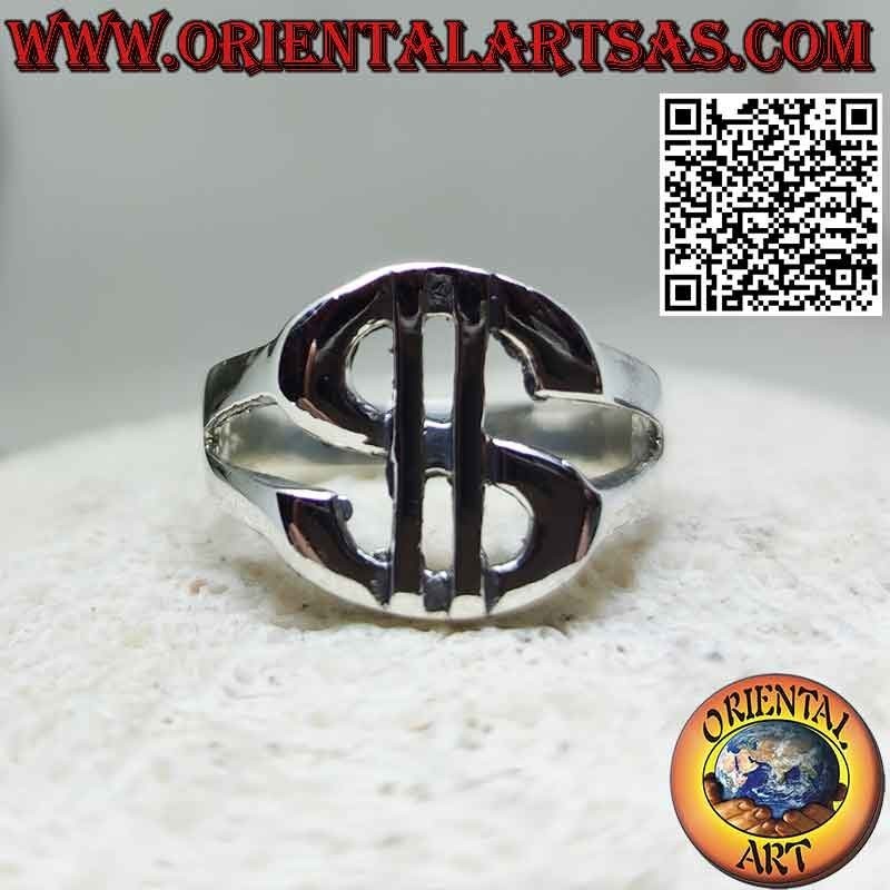 Ring in solid hypoallergenic 925 ‰ silver with Dollar symbol