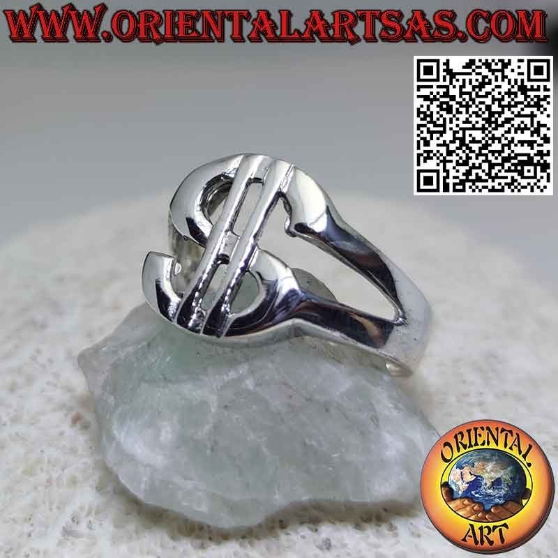 Anillo en plata maciza hipoalergénica 925 ‰ con símbolo de dólar