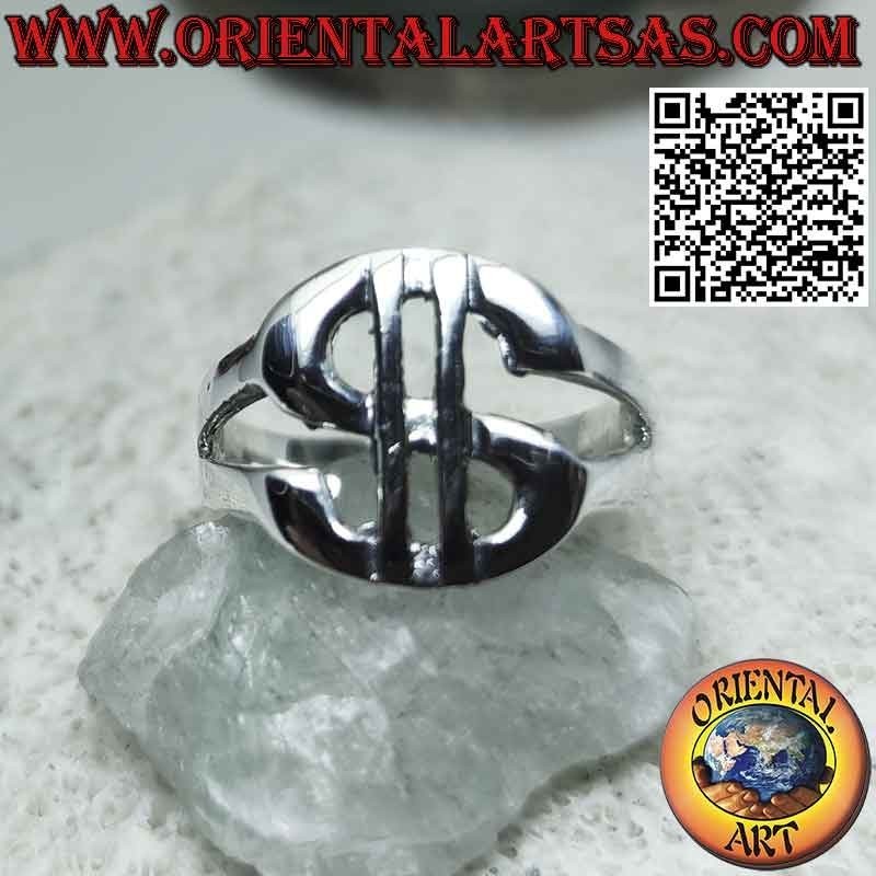 Ring in solid hypoallergenic 925 ‰ silver with Dollar symbol