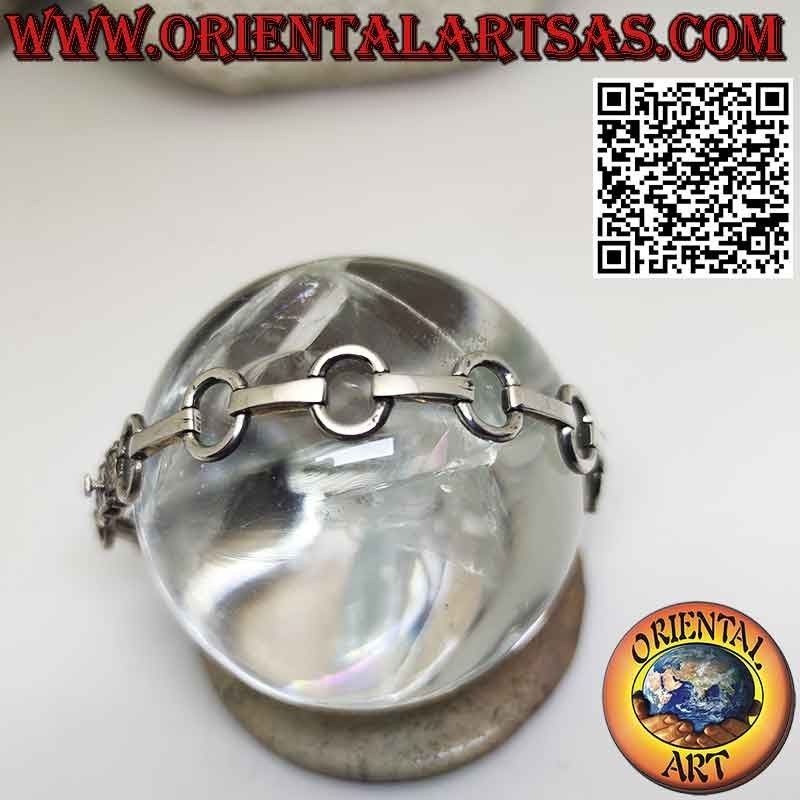 Pulsera de plata 925 con óvalos cruzados unidos por una barra