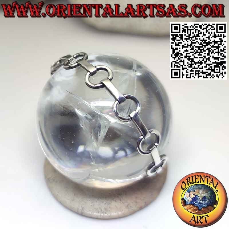 Pulsera de plata 925 con óvalos cruzados unidos por una barra