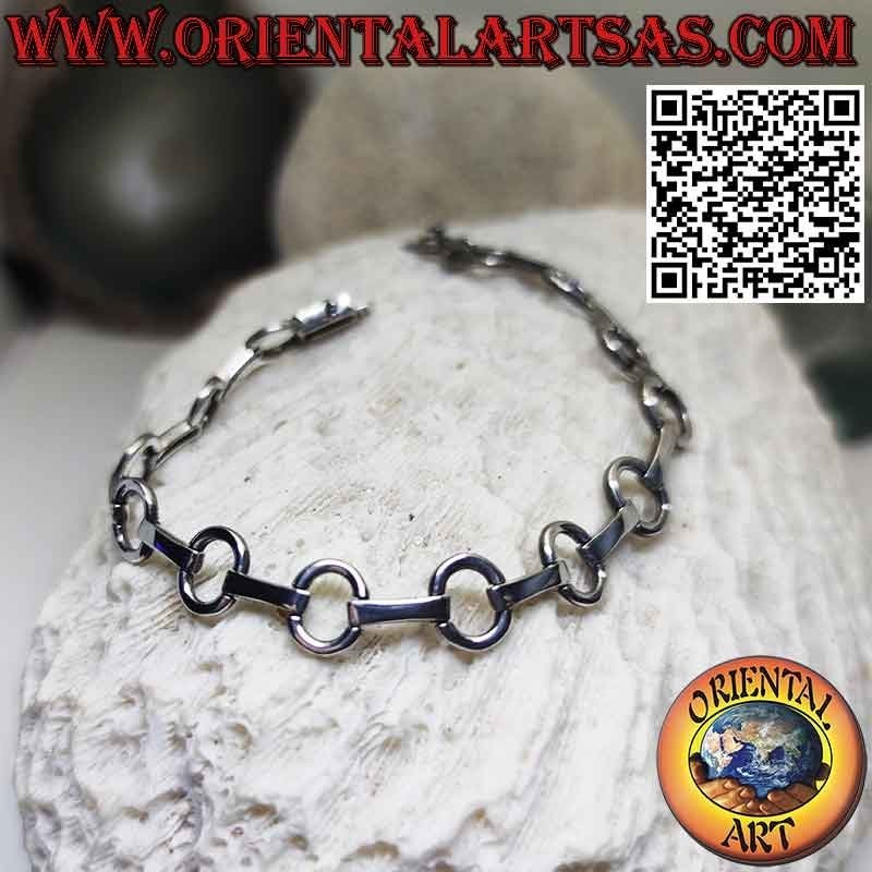 925 silver bracelet with crosswise ovals joined by a bar