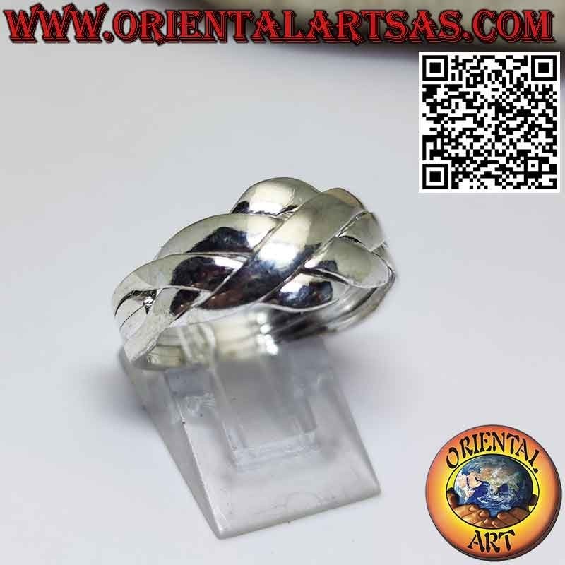Anillo de fe turca de cuatro hilos en plata maciza 925