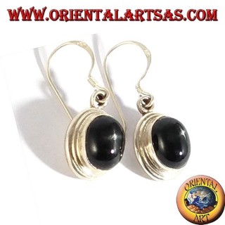 Boucles d'oreilles pendentifs en argent avec étoile noire