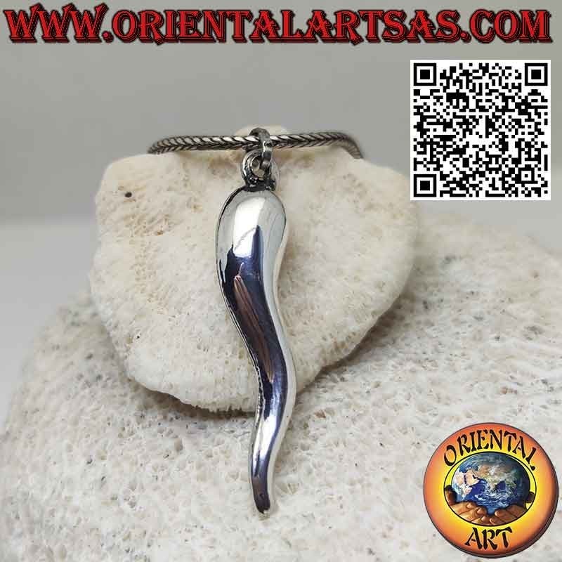 Colgante de plata con cuerno de la suerte contra el mal de ojo