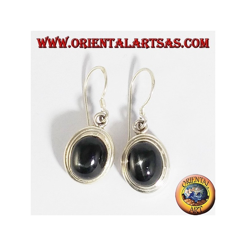 Orecchini pendenti in argento con Black star