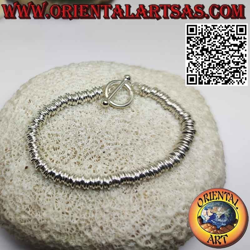 Bracelet en argent avec anneaux, modèle Dodo pour femme, 16 cm
